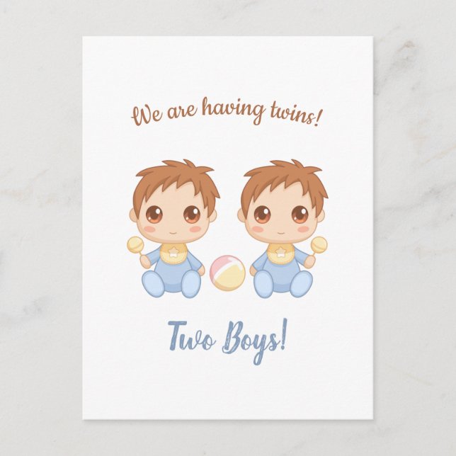 Carte Postale Baby Boy Twins Faire-part (Devant)