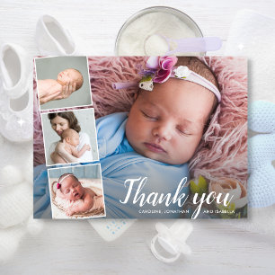 Carte Postale Baby Cadeau Douche Merci 4 Photo Collage