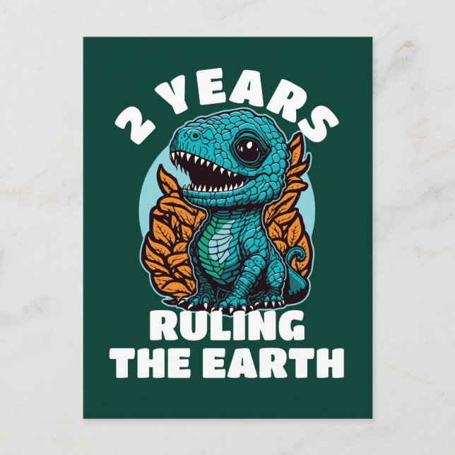 Carte Postale Baby Dinosaur 2 ans Anniversaire (Devant)