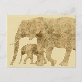 Carte Postale Baby Elephant avec c'est Mère