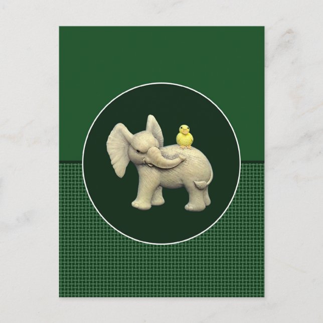 Carte Postale Baby Elephant & Canard Jaune (Devant)