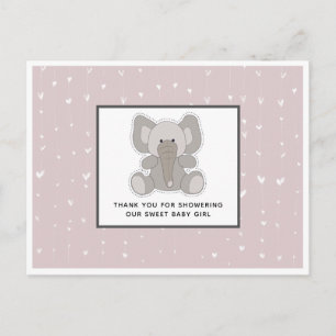 Carte Postale Baby Elephant cordes Coeurs Baby shower Merci