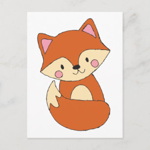 Carte Postale Baby Fox Dessin mignon Fox Art Baby Fox Design