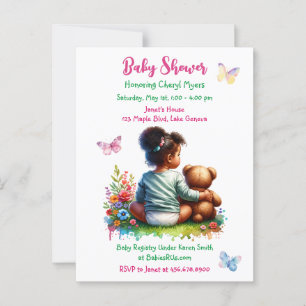 Carte Postale Baby Girl et son ours en peluche   Baby shower de 