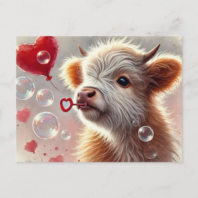 Carte Postale Baby Highland Cow Valentine (Devant)