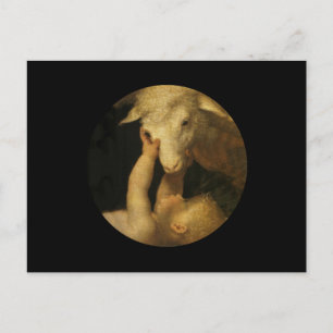 Carte Postale Baby Jesus Touches Lamb