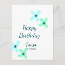 Baby kids 1st birthday add name blue green pastel 