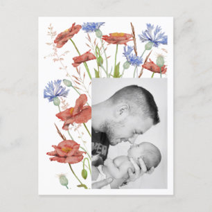 Carte Postale Baby Photo merci faire-part de naissance fleur sau