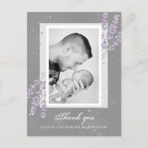 Carte Postale Baby Photo merci lavender faire-part de naissance