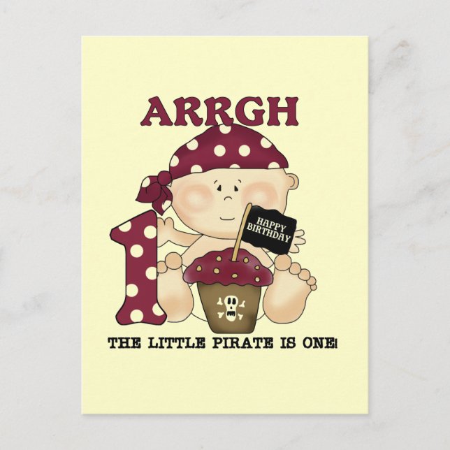 Carte Postale Baby Pirate 1er Anniversaire Tshirts et cadeaux (Devant)