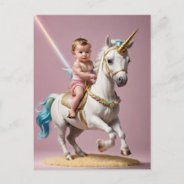 Carte Postale Baby Riding A Unicorn