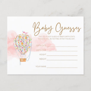 Carte Postale Baby shower à ballon à air chaud Guessin Game Cart