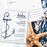 Carte postale Baby shower Ancre nautique