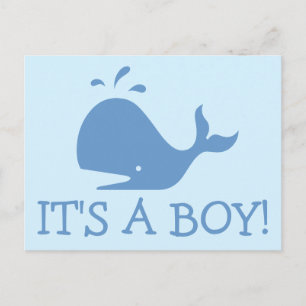 Carte postale baby shower baleine C'est un garço