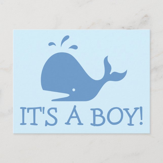 Carte postale baby shower baleine | C'est un garço (Devant)