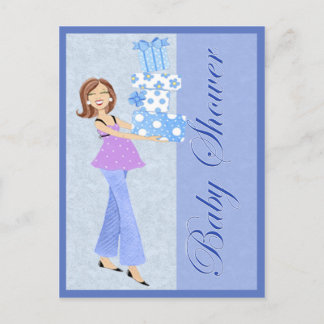 Carte postale Baby shower bleu moderne