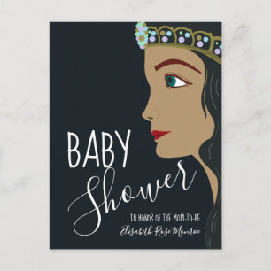 Carte Postale Baby shower bleu Princesse Invitation
