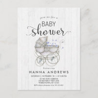Baby shower Bois blanc & Carriage Boy Invitation