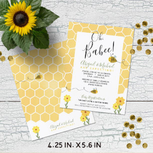 Carte Postale Baby shower budgétaire Aquarelle Bumble Bee Invita