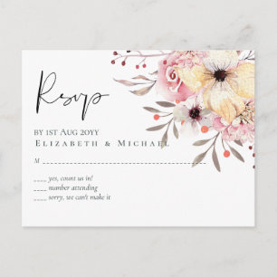 Carte Postale BABY SHOWER BUDGÉTAIRE Peach Rose Floral
