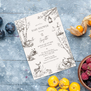 Carte Postale Baby shower budgétaire sur les animaux des bois
