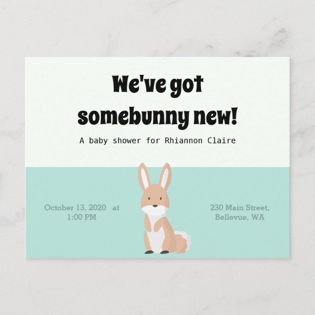 Carte Postale Baby shower Bunny (Devant)