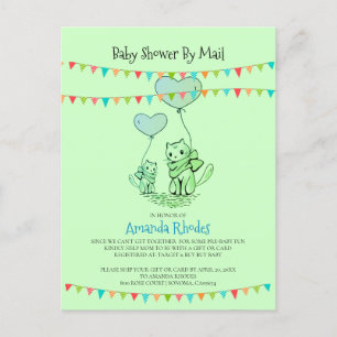 Carte Postale Baby shower Chat Et Kitten Invitation Par Courrier