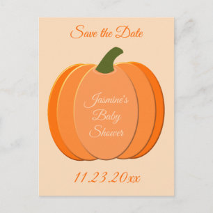 Carte Postale Baby shower Citrouille neutre genre mignon Orange