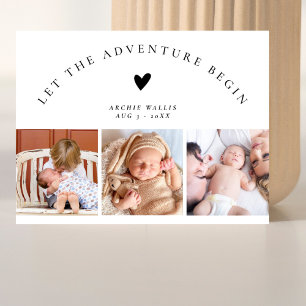 Carte Postale Baby Shower Collage Photo Minimaliste d'Arche Élég