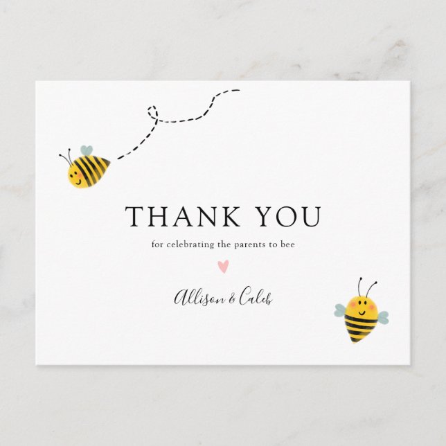 Carte Postale Baby shower d'abeilles Merci (Devant)