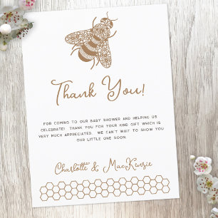 Carte Postale Baby shower d'abeilles Merci