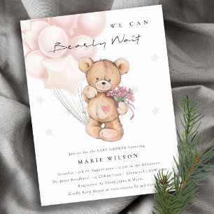 Carte Postale Baby shower d'attente de l'ours blanc mou