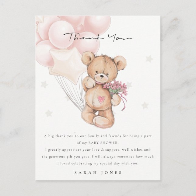 Carte Postale Baby shower d'attente de l'ours blanc mou (Devant)