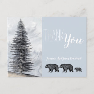 Carte Postale Baby shower de famille de l'ours de bois rustique