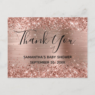 Carte Postale Baby shower de Merci Rose or Glitter