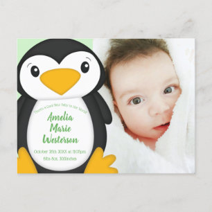 Carte Postale Baby shower de pingouin
