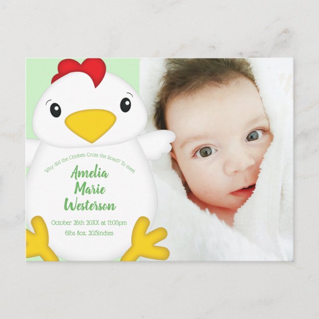 Carte Postale Baby shower de poulet (Devant)