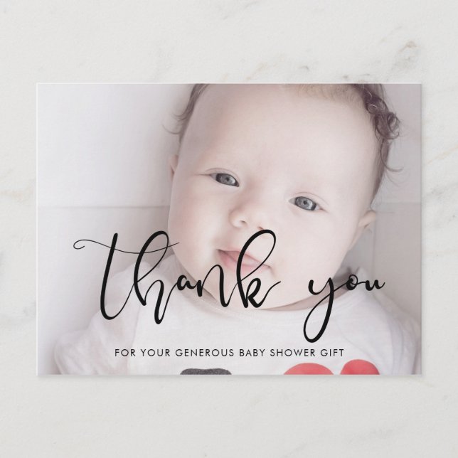 Carte Postale Baby shower de script moderne whimscial merci (Devant)