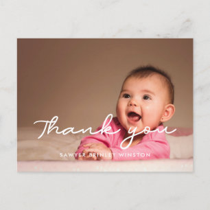 Carte Postale Baby shower de script simple merci