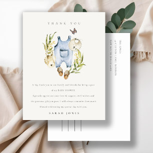 Carte Postale Baby shower de Vêtements pour garçon en feuillage 