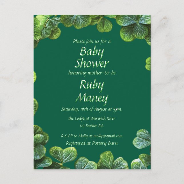 Carte Postale Baby shower des Cloches Vertes (Devant)