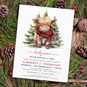 Carte Postale Baby shower d'hiver de Holy Cow Cosy Highland Calf