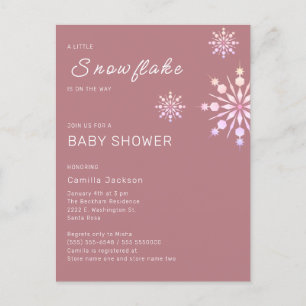 Carte Postale Baby shower d'hiver Pink Little Snowflake pour fil