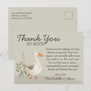 Carte postale Baby shower d'oie d'aquarelle Merci