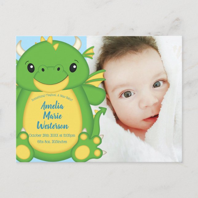 Carte Postale Baby shower Dragon (Devant)
