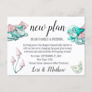 Carte Postale Baby shower Dragon Changement de Faire-part d'évén