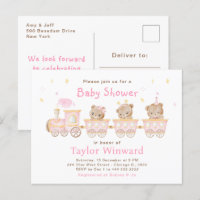 Baby shower du train Bear Pink