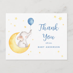 Carte postale Baby shower Elephant and Stars