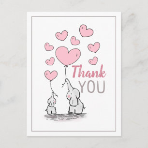 Carte postale Baby shower Elephant Hearts