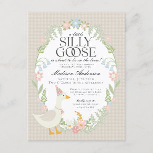 Carte Postale Baby shower En vichy floral beige soie oie